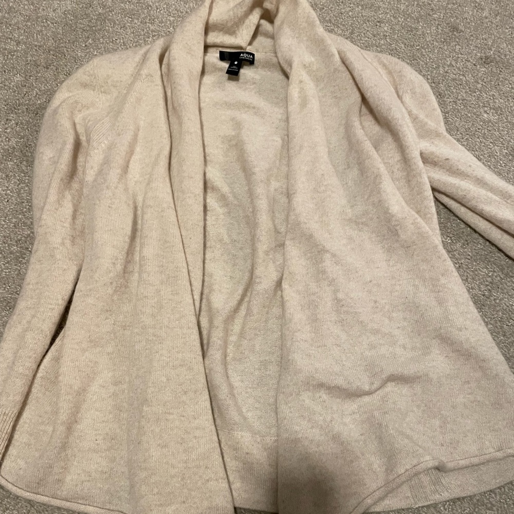 Aqua cashmere open front oatmeal cardigan
